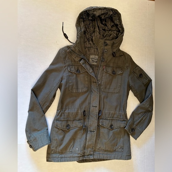 Levi’s Hooded Military Army Green Jacket from Nordstroms Sz-M Q10 - Picture 7 of 13